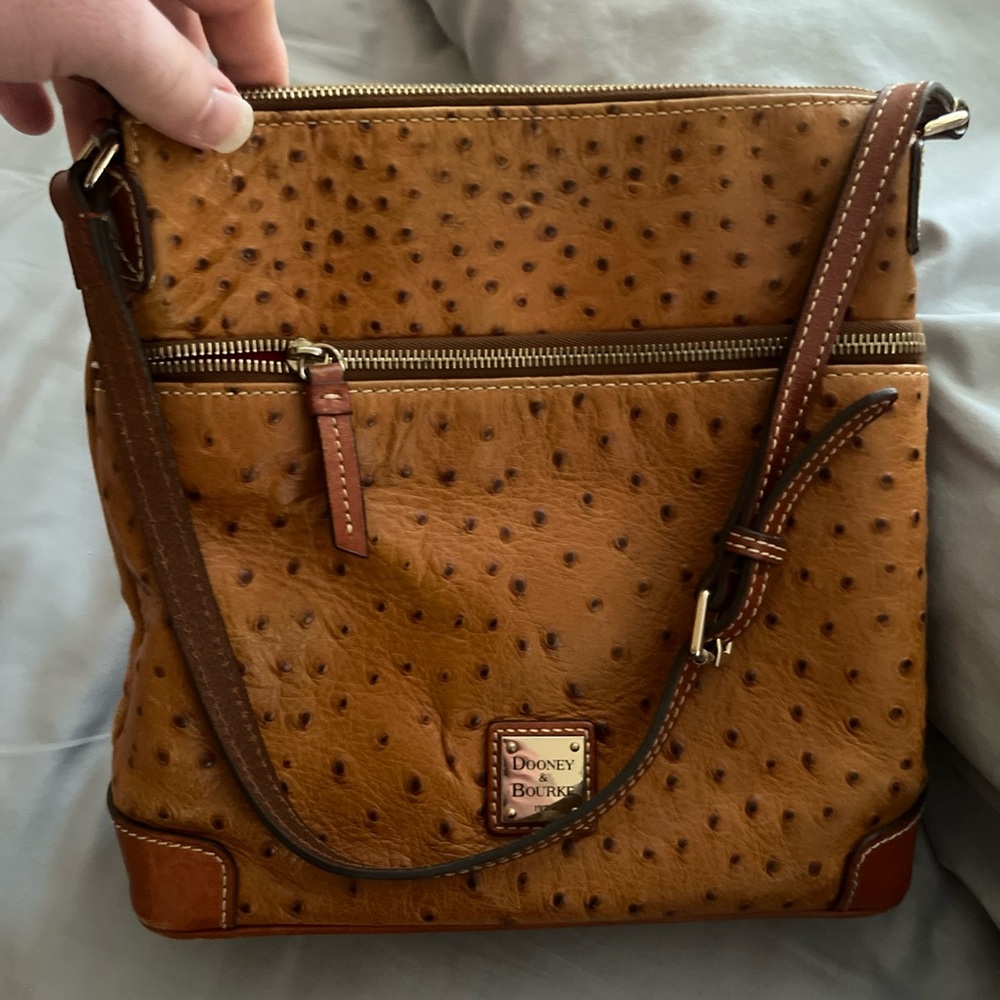 Dooney & Bourke Brown Ostrich Leather Crossbody Bag